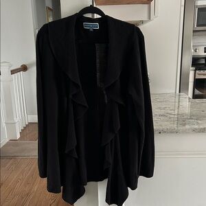 Karen Scott Black Ruffled Cardigan